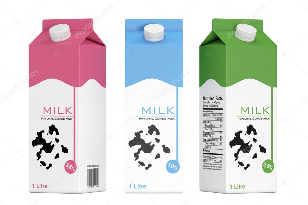 Milk Carton Boxes. 3d Rendering