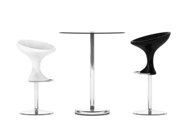 Modern Bar tabureleri tablo ile. 3D render