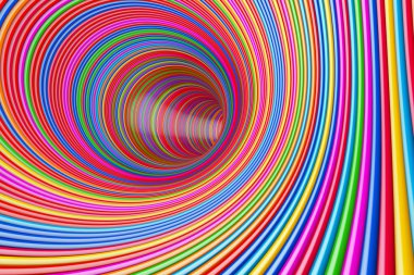 Hypnotic Psychedelic Multicolour Circles Tunnel. 3d Rendering clipart