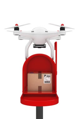 Parsel nakliye kavramı. Bir paket teslim Quadrocopter Drones
