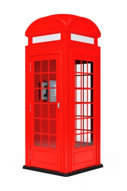 Klasik İngiliz kırmızı telefon kulübesi. 3D render