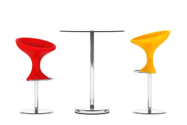 Modern Bar tabureleri tablo ile. 3D render