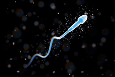 Spermatozoon mikroskop görünüm. 3D render