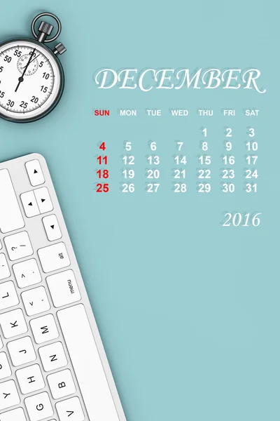 2016 year calendar. December calendar. 3d Rendering — Stock Photo, Image