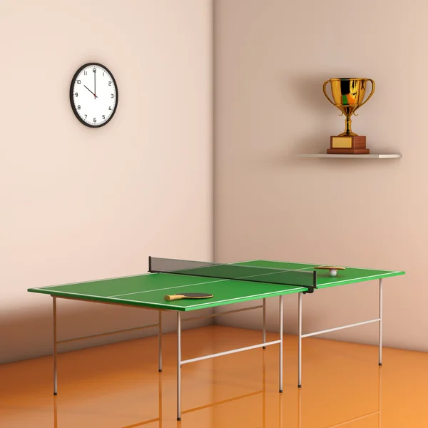 Ping-pong Ping-pong con racchette. 3d Rendering — Foto Stock