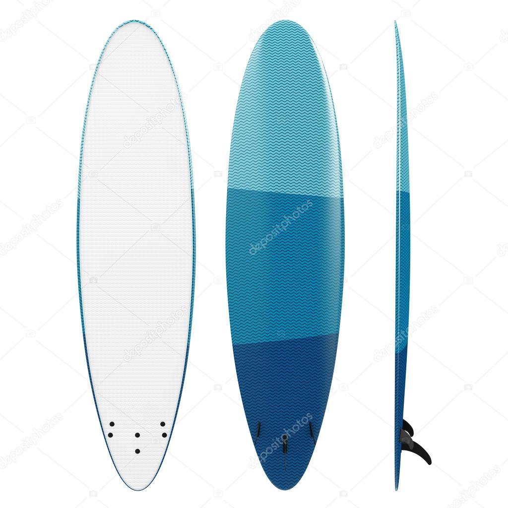 Modern Surfboard with Fins. 3d Rendering