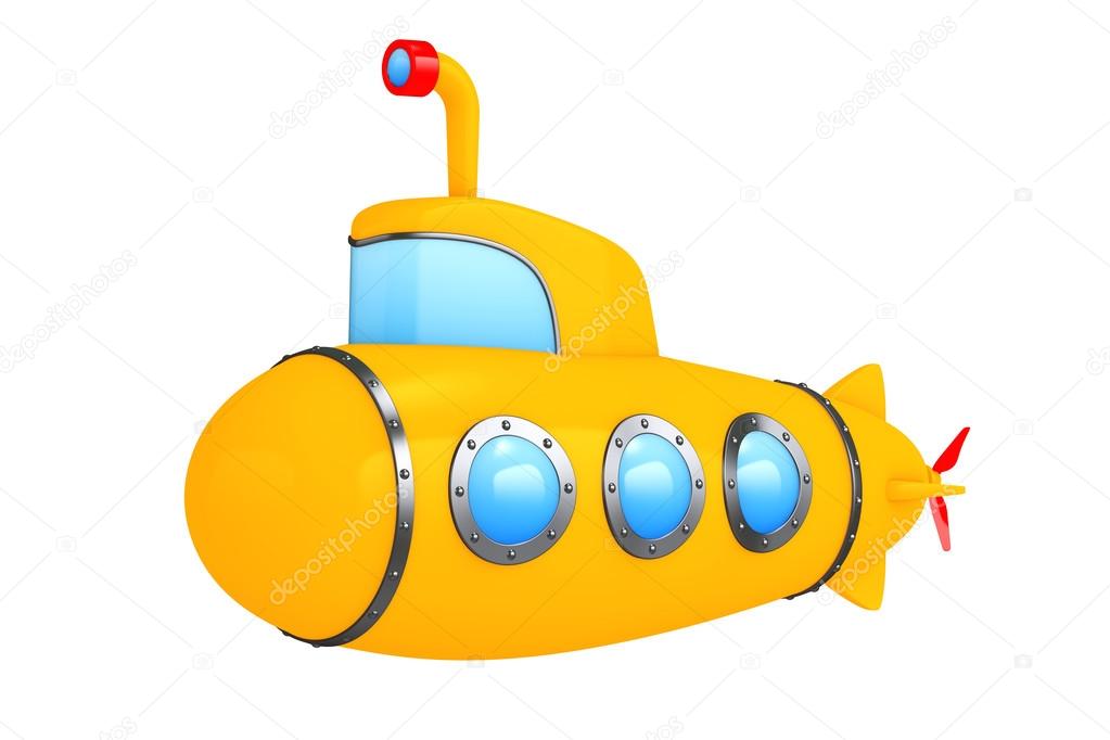 Toy Cartoon Styled Submarine. 3d Rendering