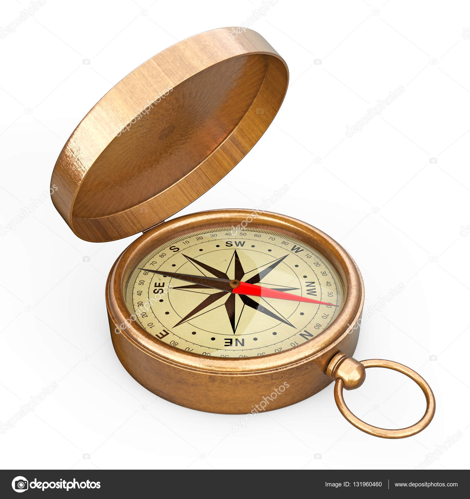 Antique Vintage Brass Compass. 3d Rendering ⬇ Stock Photo, Image by