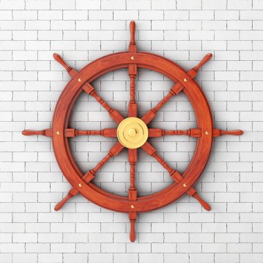 Antika ahşap gemi direksiyon. 3D render