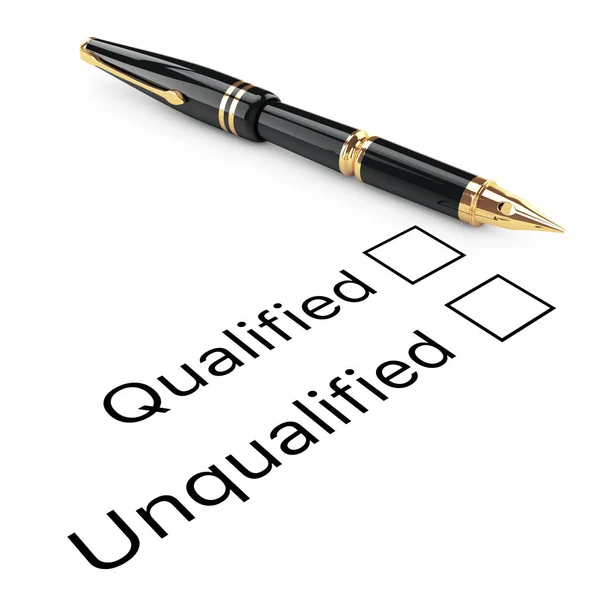 Survey Concept. Qualified or Unqualified Checklist with Golden F — Stock Photo, Image