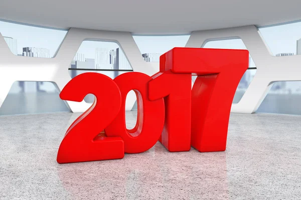Червоний Новий 2017 рік знак в Абстрактний яскравий офіс конференц-залу. 3 — стокове фото