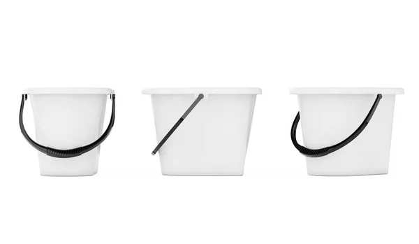 White Plastic Bucket. 3d Rendering — Stock Photo, Image