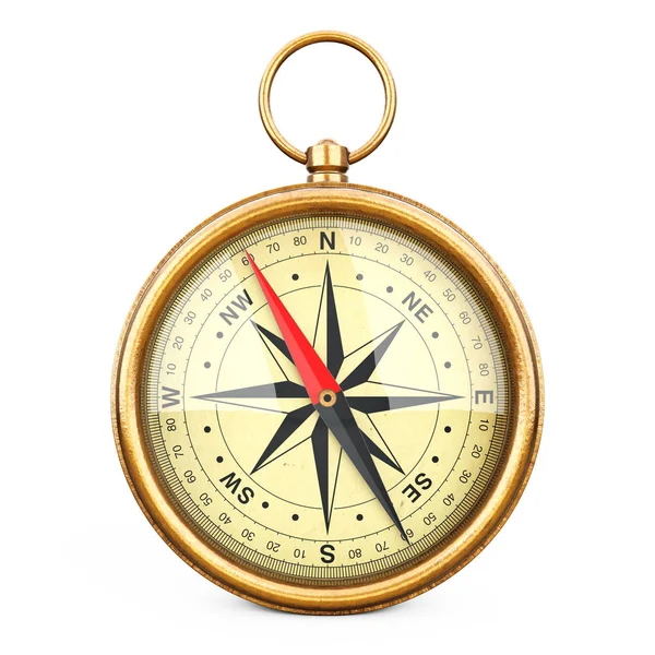 Antique Vintage Brass Compass. 3d Rendering — Stock Photo, Image