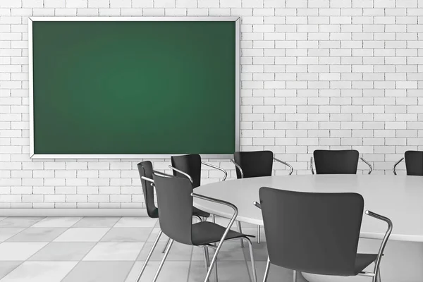 Chalkboard kosong, Meja dan Kursi di Ruang Pertemuan. Perender 3d — Stok Foto