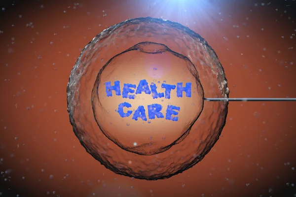 Abstract Human Cell with Health Care Sign and Tube Needle under