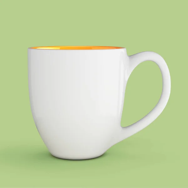 Witte mok leeg leeg voor koffie of thee. 3D-rendering — Stockfoto