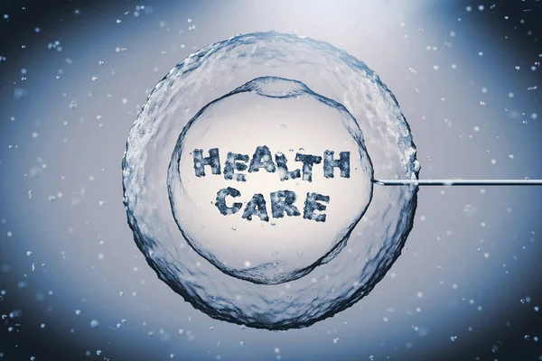 Abstract Human Cell with Health Care Sign and Tube Needle under