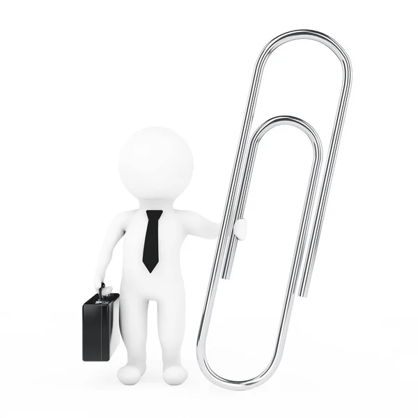 3d Businessman with Silver Paper Clip. 3d Rendering — Stock Photo, Image