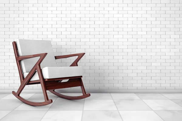 Sallanan sandalye ile beyaz kumaş döşemeli. 3D render — Stok fotoğraf