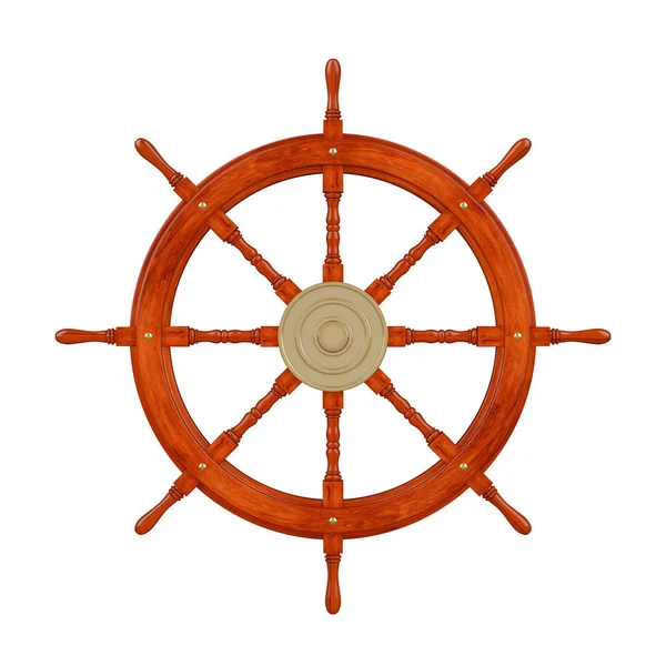 Oldtimer Schiffslenkrad aus Holz. 3D-Darstellung — Stockfoto