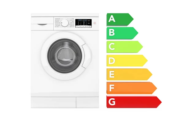 Mesin cuci dengan Energy Efficiency Chart. Perender 3d — Stok Foto