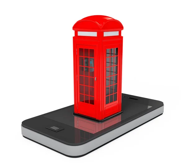 Classic British Red Phone Booth sur téléphone portable. Rendu 3d — Photo