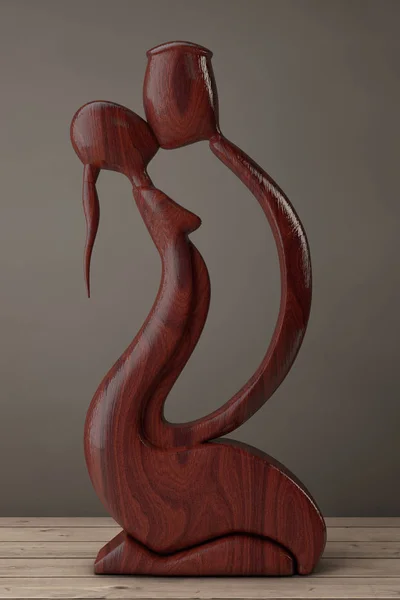 Abstract Uomo di legno e Wooman in Love Statua. 3d Rendering — Foto Stock