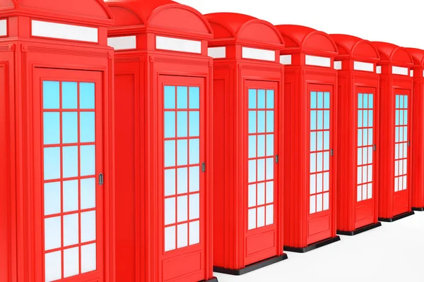 고전적인 영국 빨간 전화 부스입니다. 3 차원 렌더링 — 스톡 사진