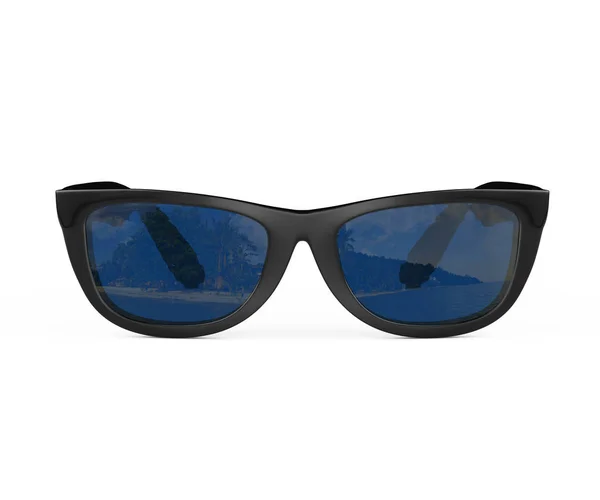 Cool Gafas de sol en marco de plástico negro. Renderizado 3d — Foto de Stock