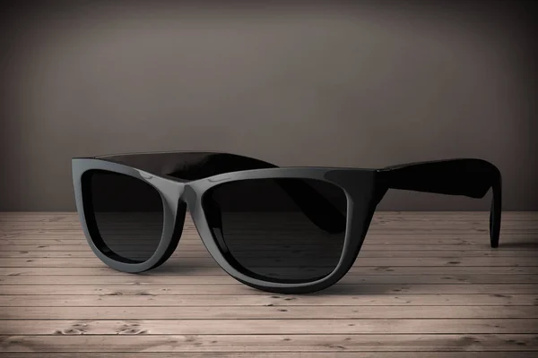 Fajne okulary w czarnej plastikowej ramki. renderowania 3D — Zdjęcie stockowe