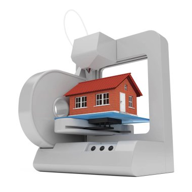 Endüstriyel 3d printerlere harcama maddeler bir ev bina yazdırır. 3D render