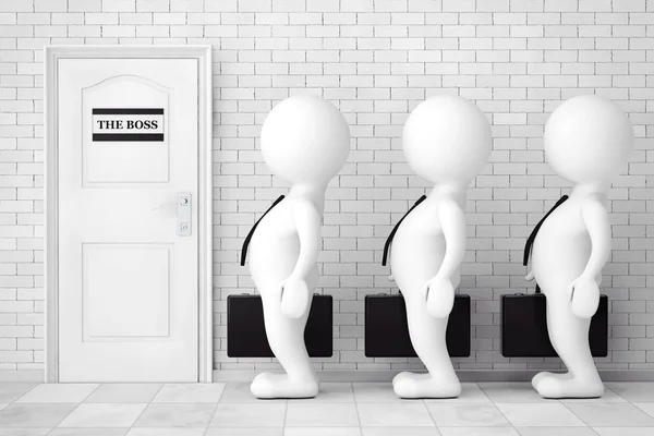 3d Persons in Line Waiting for Boss Interview. 3d Rendering — Stock Photo, Image