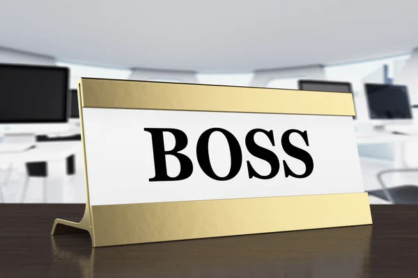 Golden Boss Identification Plate. 3d Rendering — Stock Photo, Image