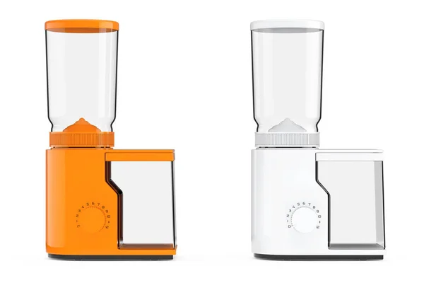 Orange und weiße Kaffeemühlen. 3D-Darstellung — Stockfoto