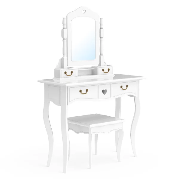 Starožitné ložnice Five s stolice a zrcadlo. 3D vykreslování — Stock fotografie