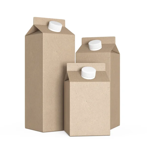 Prázdné mléka nebo šťávy lepenkových krabic. 3D vykreslování — Stock fotografie