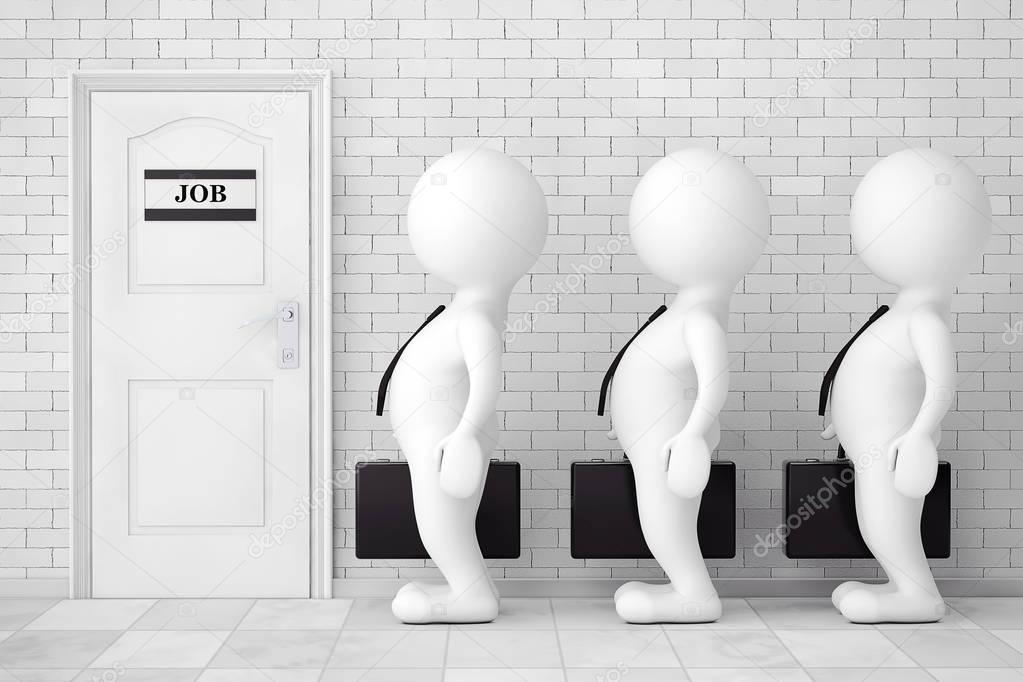 3d Persons in Line Waiting for Job Interview. 3d Rendering