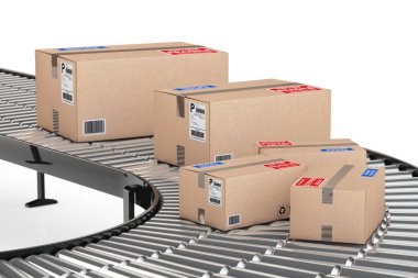 Parsel ulaşım sistemi kavramı. Karton kutular iletmek