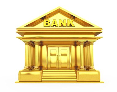 Altın banka binası. 3D render