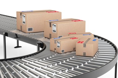 Parsel ulaşım sistemi kavramı. Karton kutular iletmek
