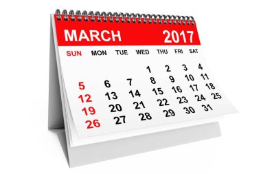 Takvim Şubat 2017. 3D render