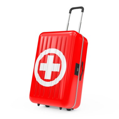İlk yardım seti bavul. 3D render