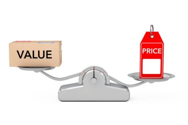 Fiyat etiketi ile basit bir ölçek ağırlık Dengeleme değeri kutusunu. 