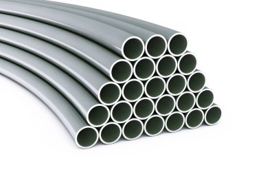 Parlak Metal borular. 3D render