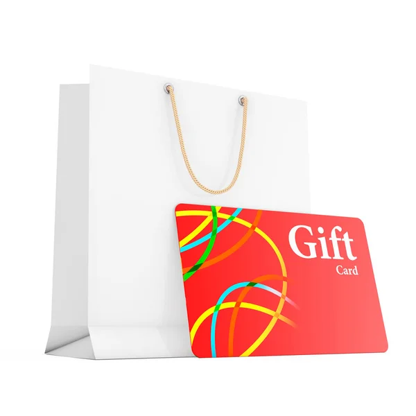 Papper presentpåse med gåva Card. 3d-Rendering — Stockfoto