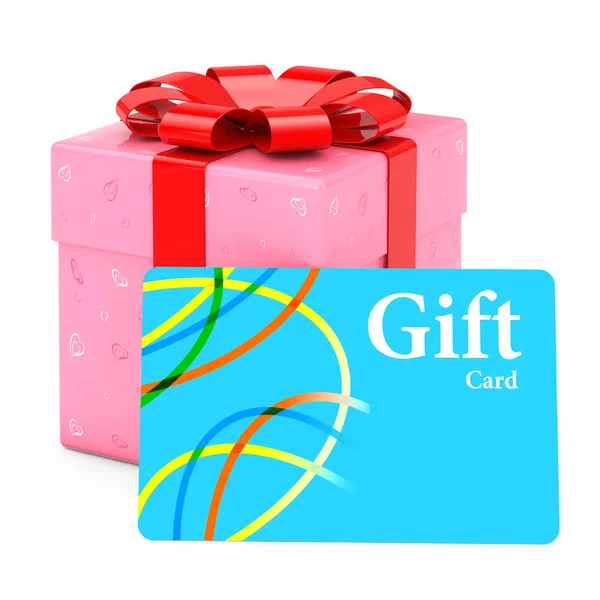 Decorare con Cuori Carta Confezione Regalo con Gift Card. 3d Rendering — Foto Stock