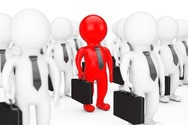 Team Leader Concept. Many 3d Person with one Red. 3d Rendering — Stock Photo, Image