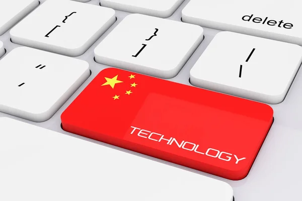 Комп'ютерні клавіатури ключа, Китай прапор і технології знак. 3D re — стокове фото