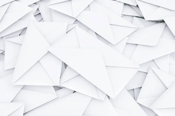 White Blank Envelope Letters Heap. Renderização 3d — Fotografia de Stock