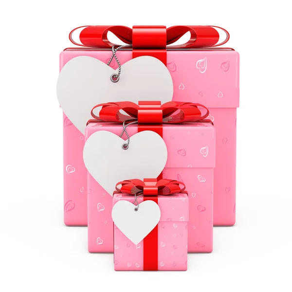 Zdobené srdce papírové dárkové krabičky s srdce značky pro váš Text — Stock fotografie